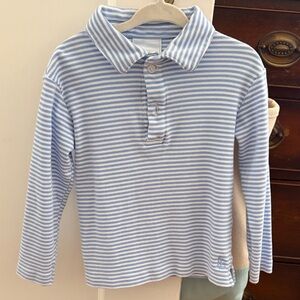 Little English Light Blue and White Striped Polo